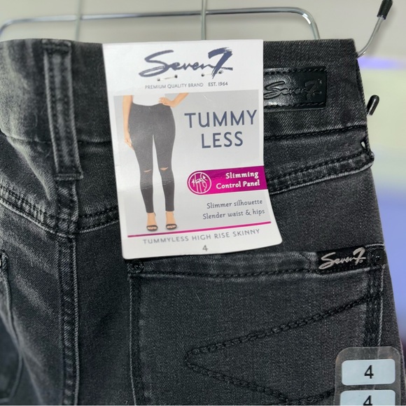 Seven7 Distressed Black Tummy Control Skinny Jeans Size 4 - Picture 7 of 7